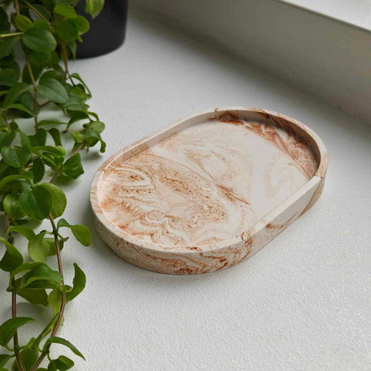 Lille Oval Bakke - Coffee Marble